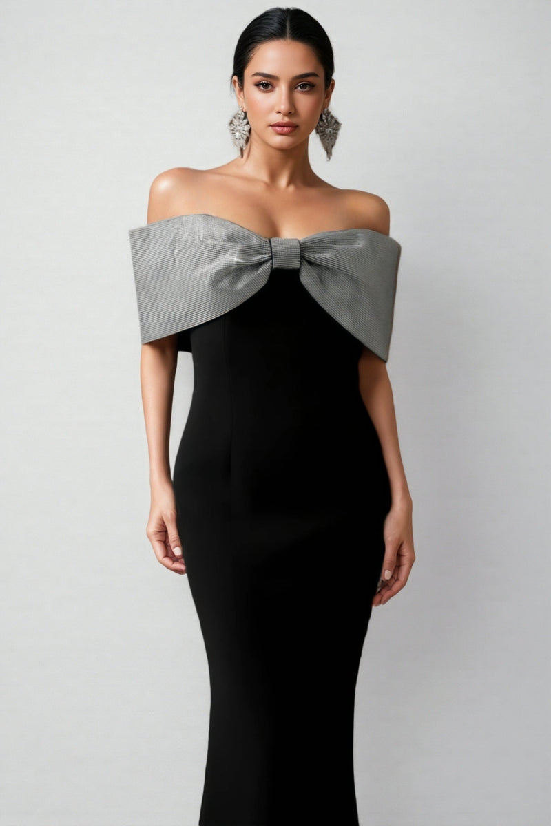 Rydad Bow Diamond Slim Maxi Dress