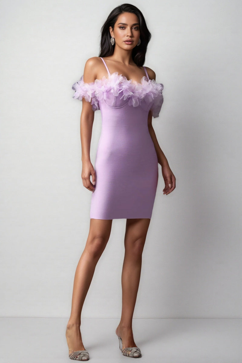 Yoril Sleeveless Flowers Bandage Mini Dress
