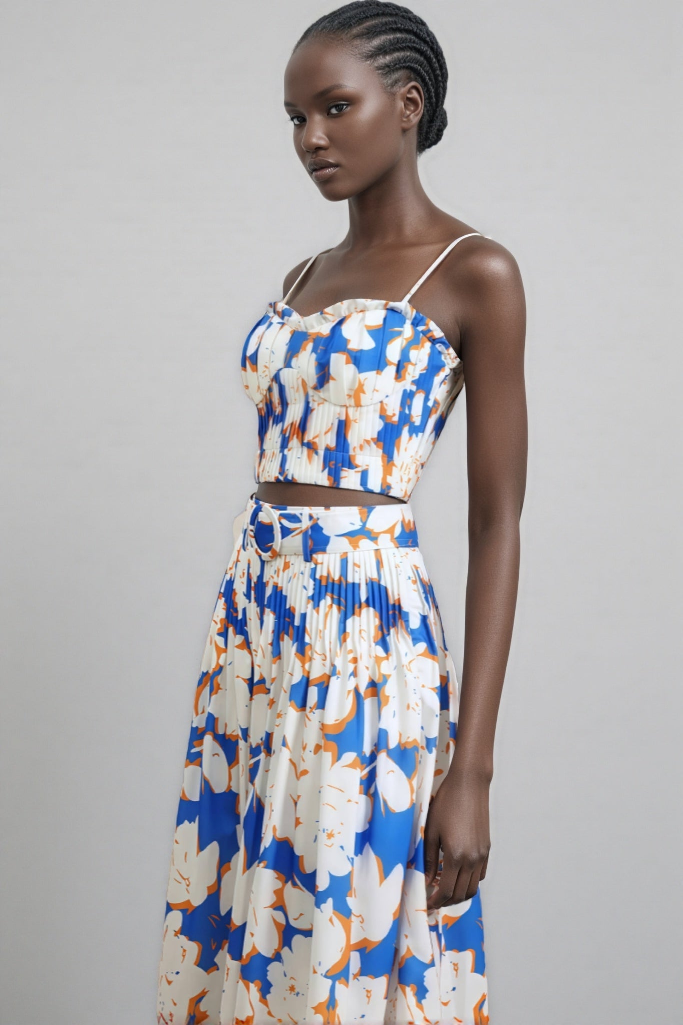Embet Print Puffy Sleeve Maxi Dress Set