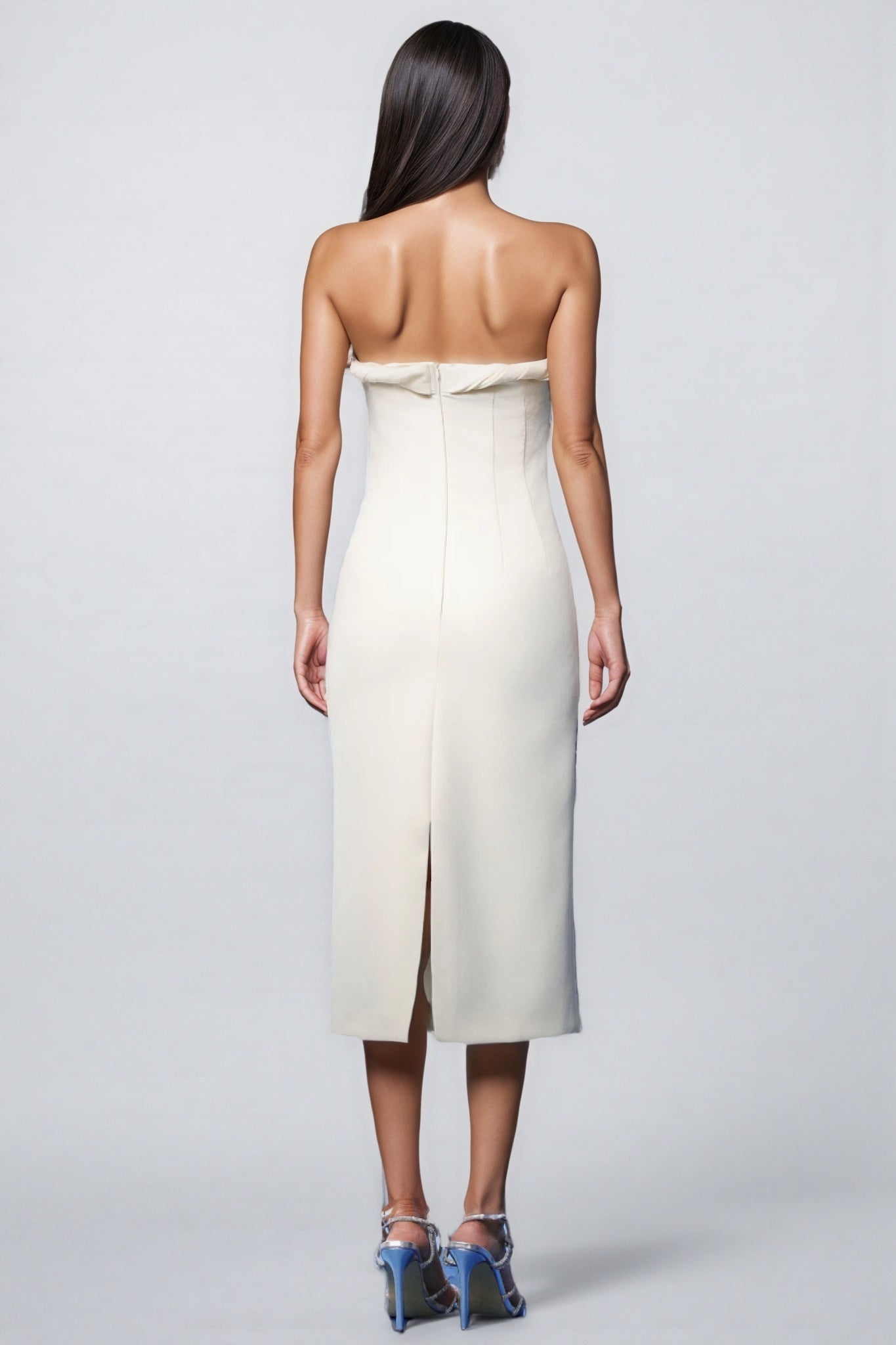 Quinety Strapless Hollow Midi Dress