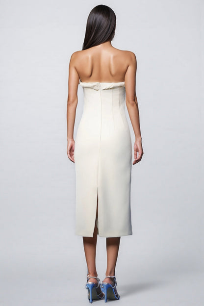 Quinety Strapless Hollow Midi Dress