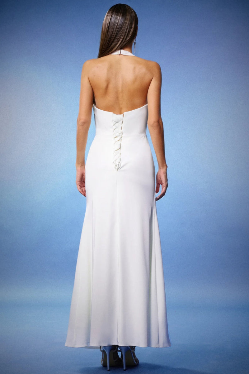 Ansely Deep-v Halter Maxi Dress