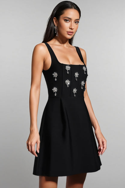 Asha Black Diamond Mini Dress