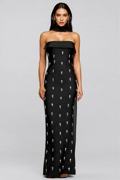 Pravk Strapless Diamond-embellished Maxi Dress