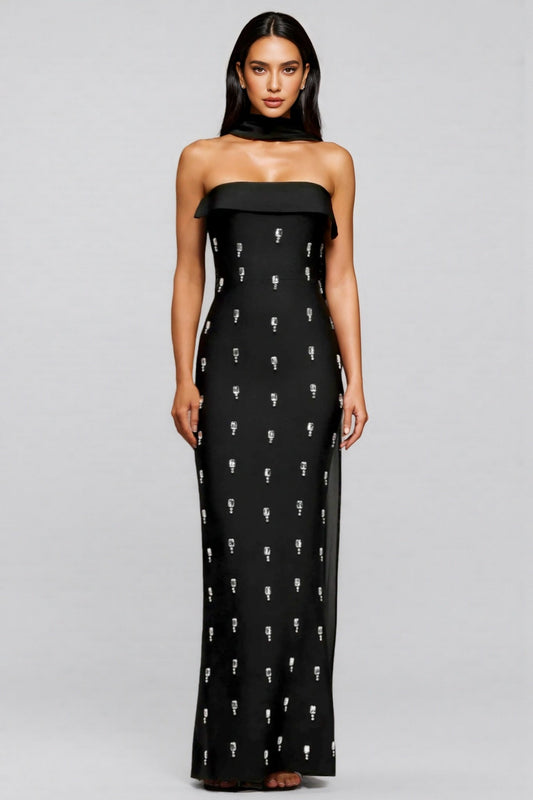 Pravk Strapless Diamond-embellished Maxi Dress