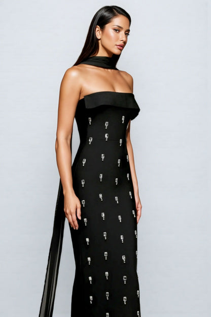 Pravk Strapless Diamond-embellished Maxi Dress
