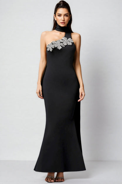 Ridia Sleeveless Black Maxi Dress