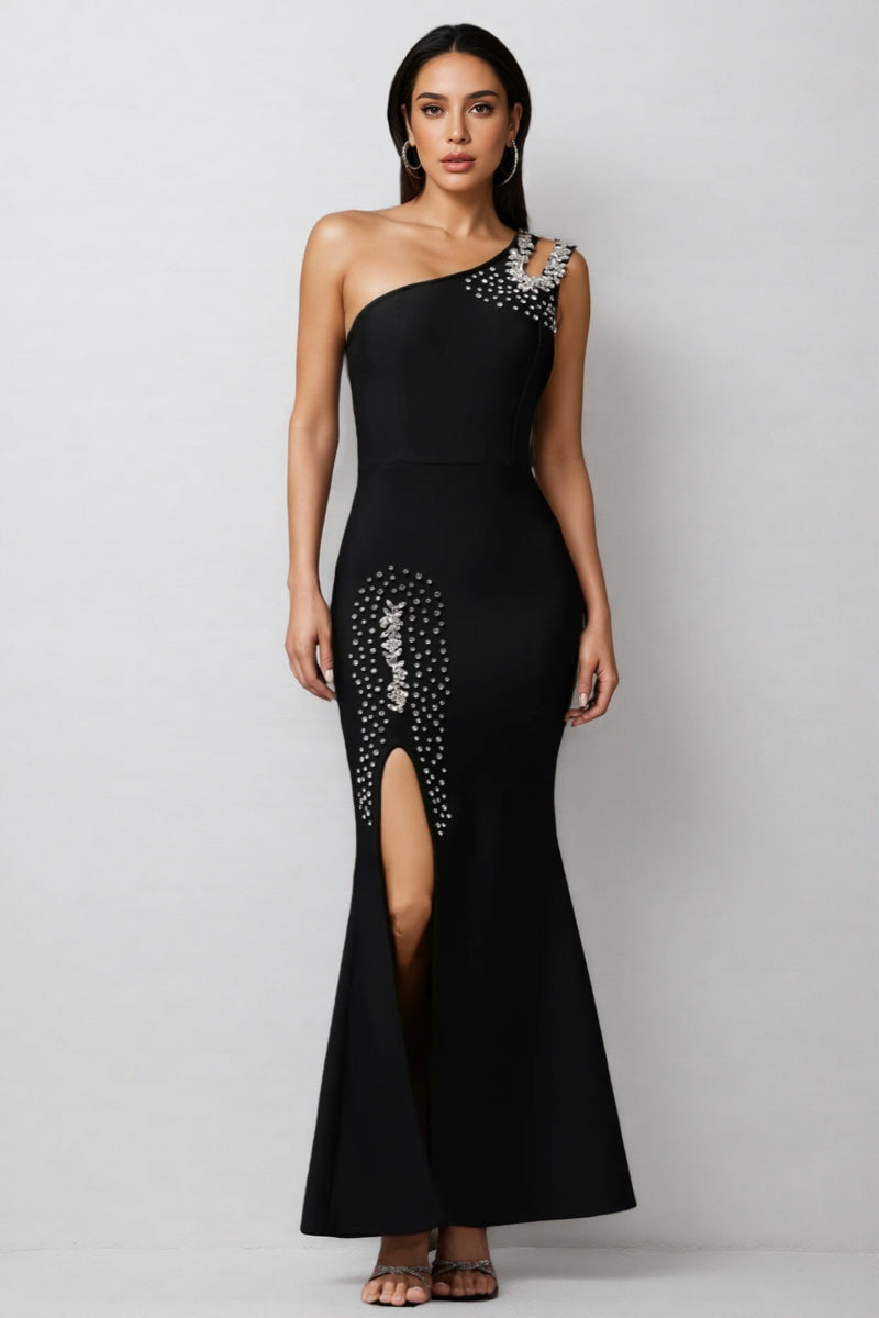 Eloise Sleeveless Diamond Slit Bandage Maxi Dress