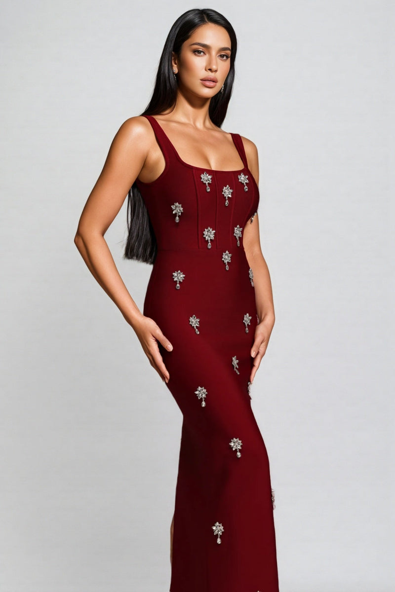 Rykert Sleeveless Diamond Bandage Maxi Dress