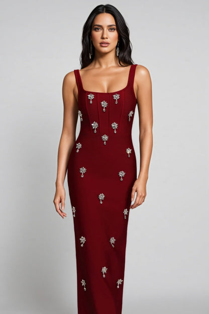 Rykert Sleeveless Diamond Bandage Maxi Dress