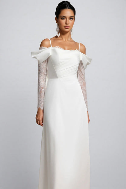 Verdad Off-the-shoulder Lace Slit Maxi Dress