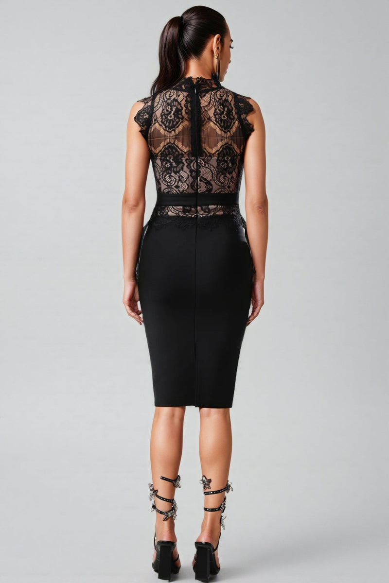 Vanessa Sleeveless Lace Bandage Midi Dress
