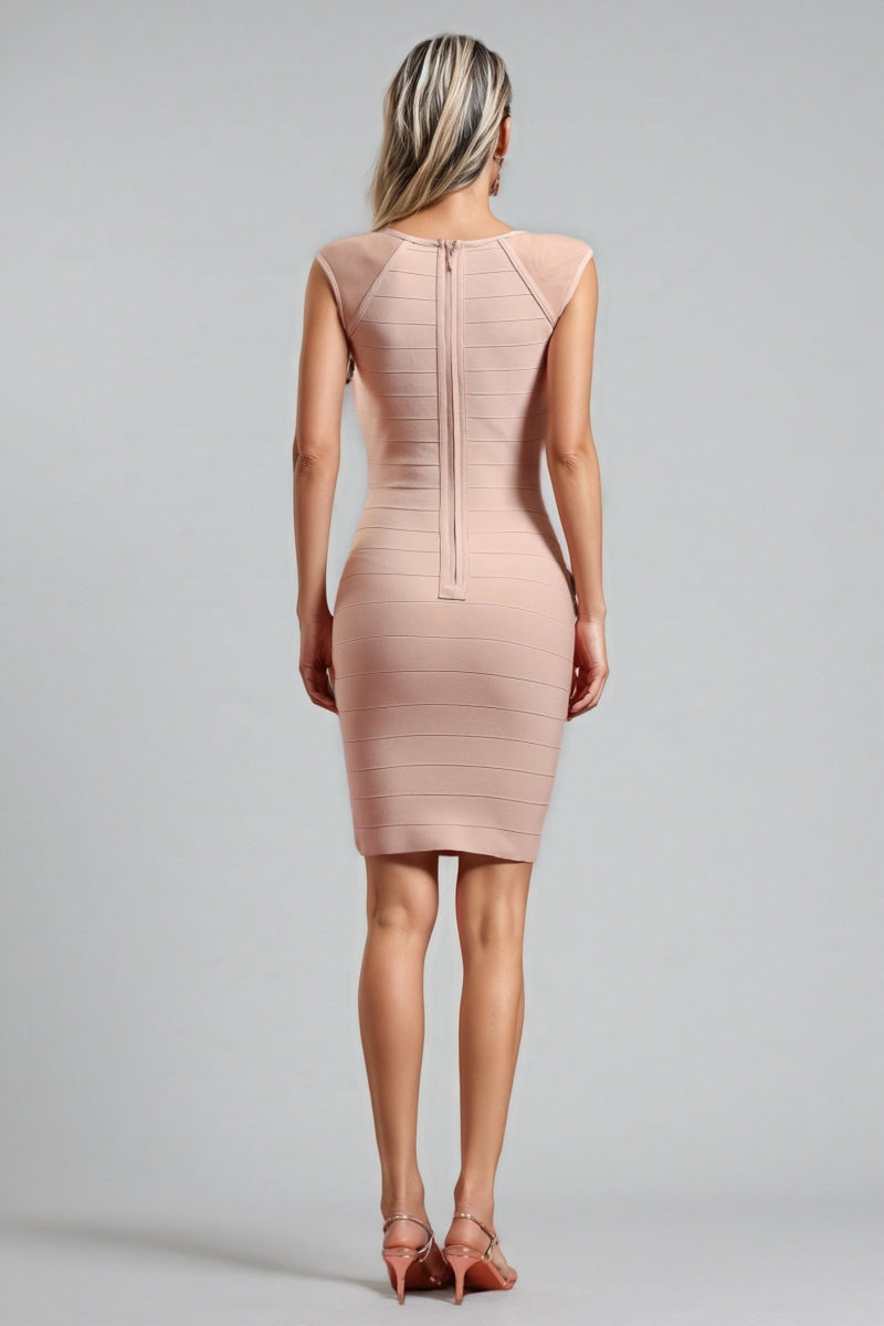 Tada Sleeveless Splice Netting Bandage Mini Dress