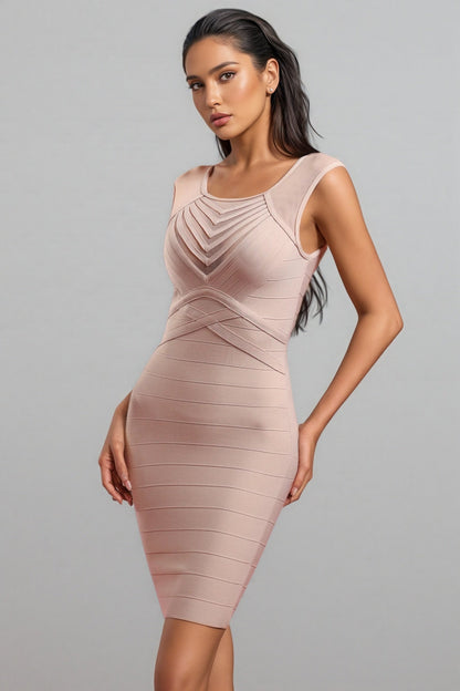 Tada Sleeveless Splice Netting Bandage Mini Dress
