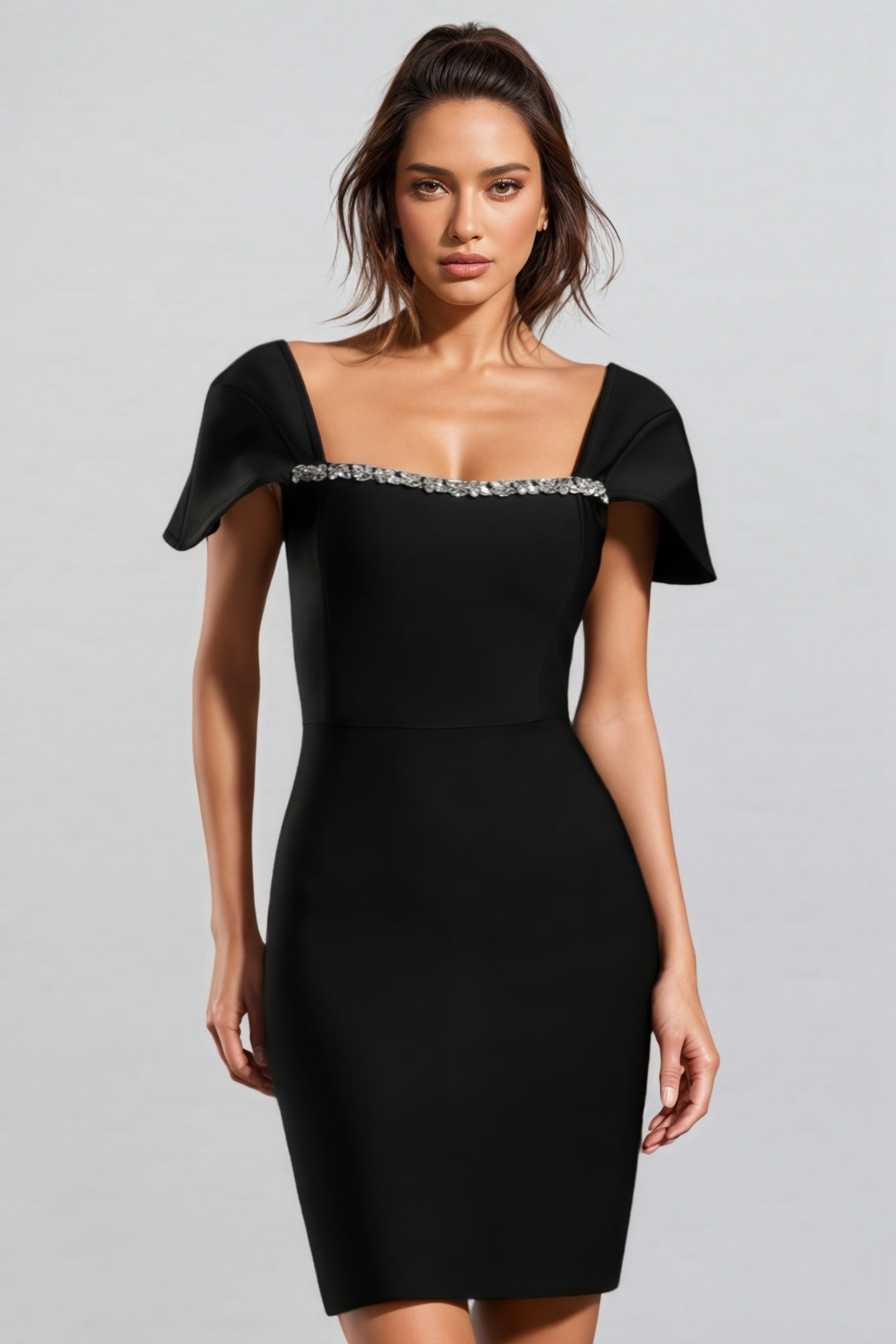Frida Short Sleeve Diamond Bandage Mini Dress