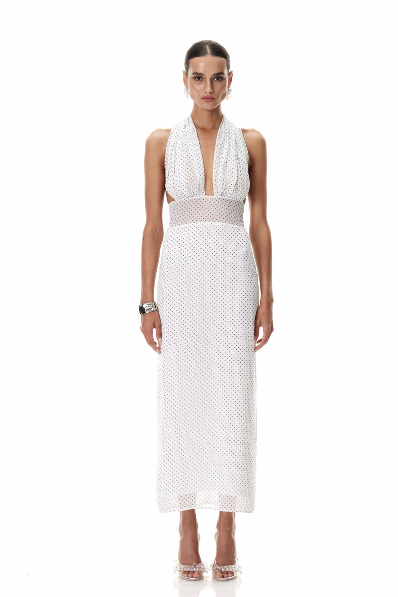 Cismaan Dot Scarf Maxi Dress