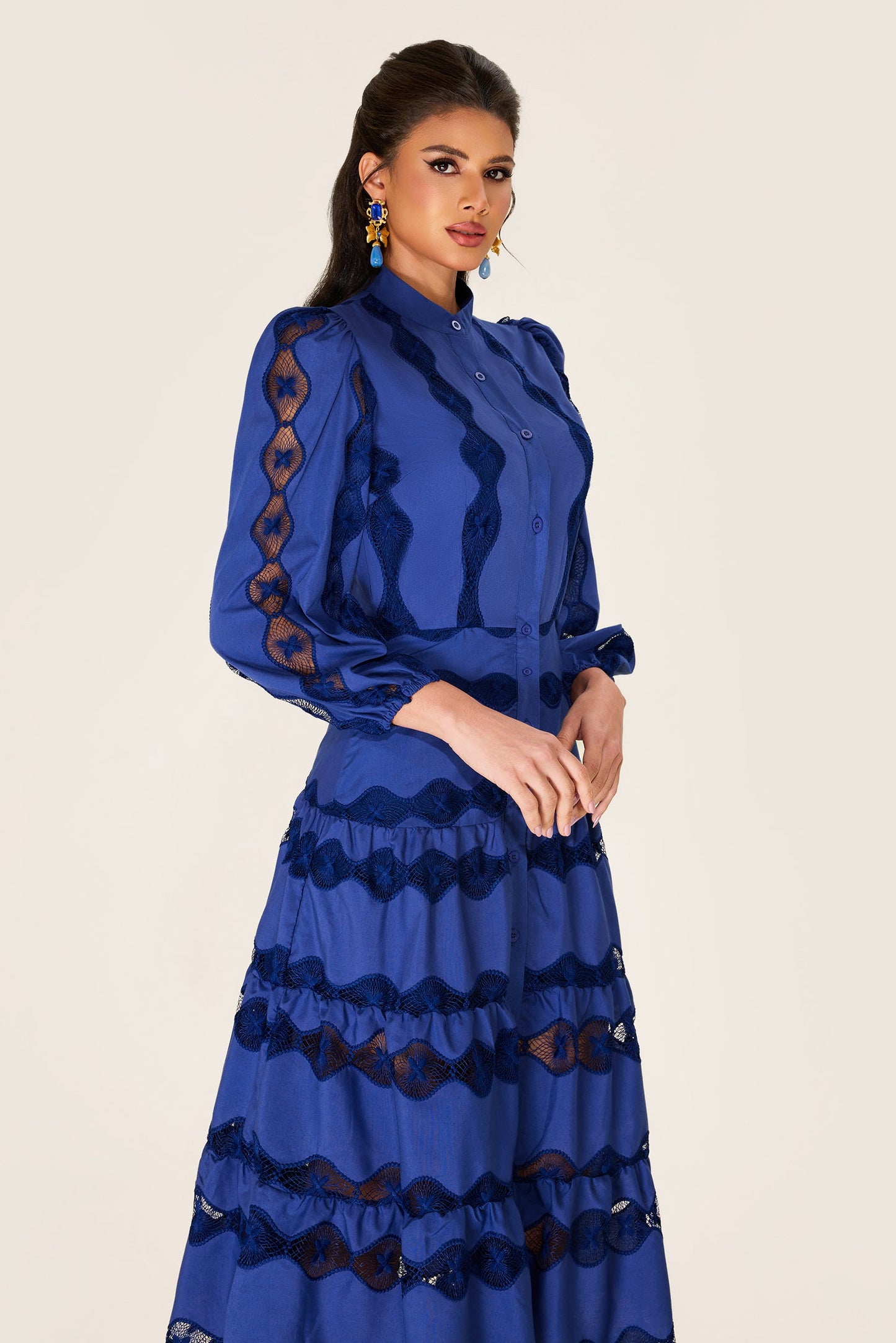 Embroidered Bottom Midi Dress