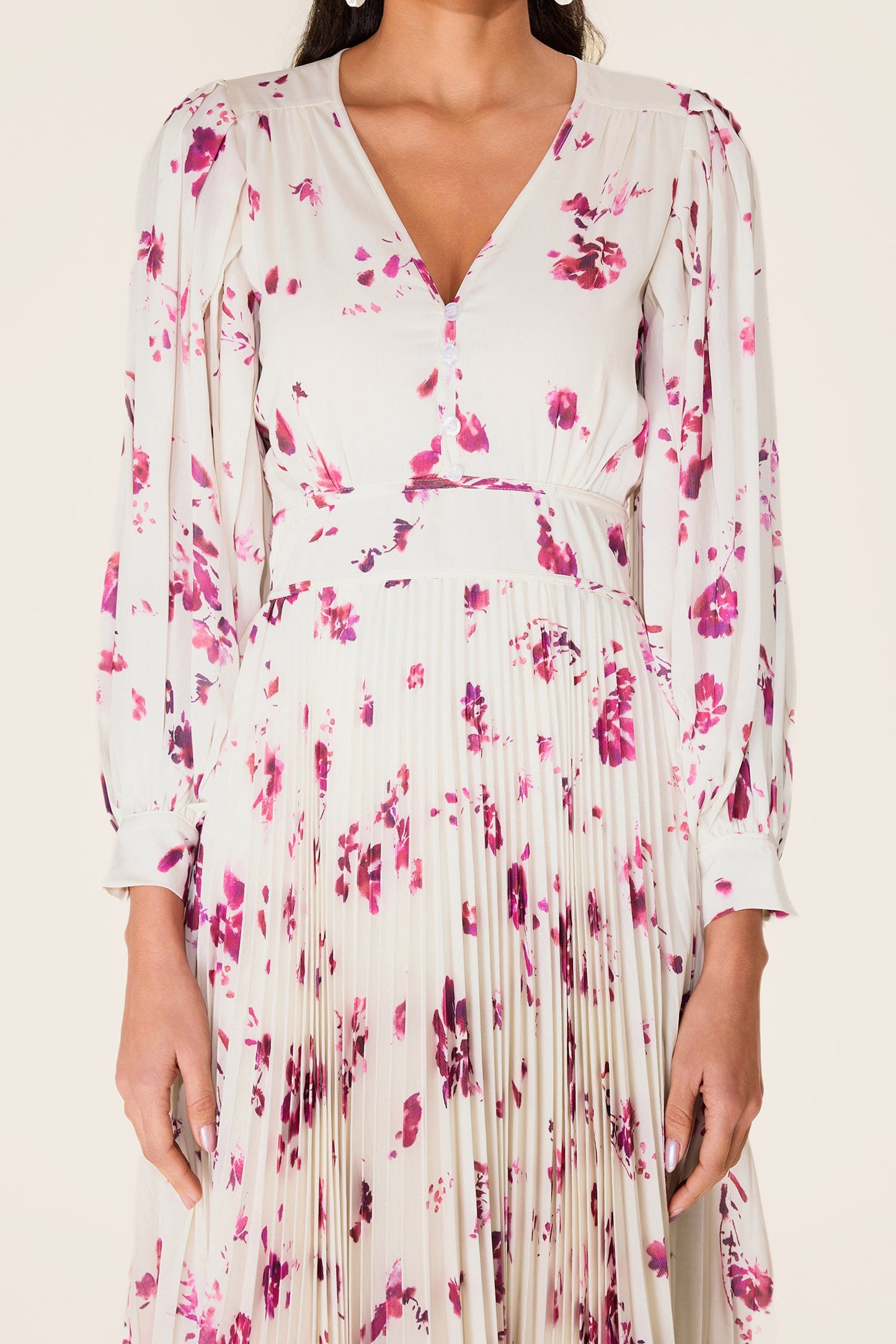 Chiffon V-neck Midi Dress