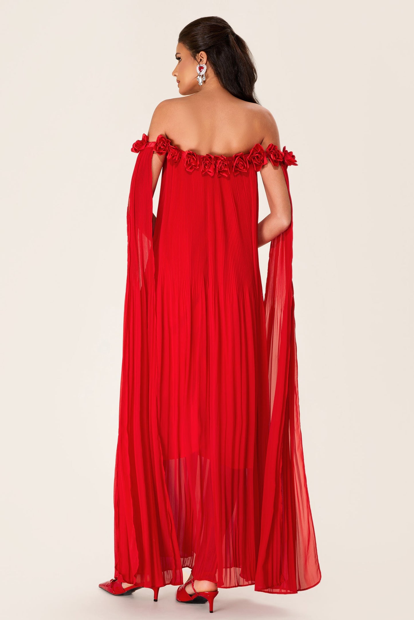 3d Off-shoulder Midi Dress