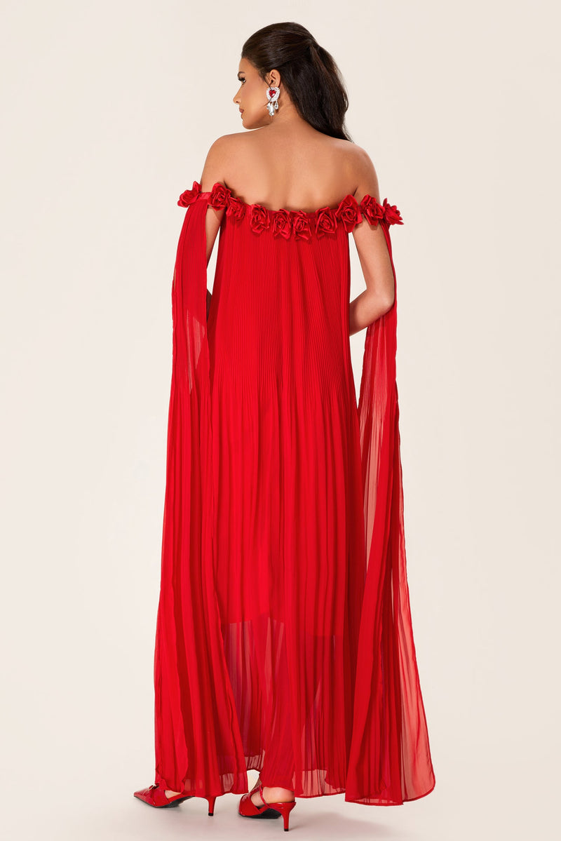 3d Off-shoulder Midi Dress