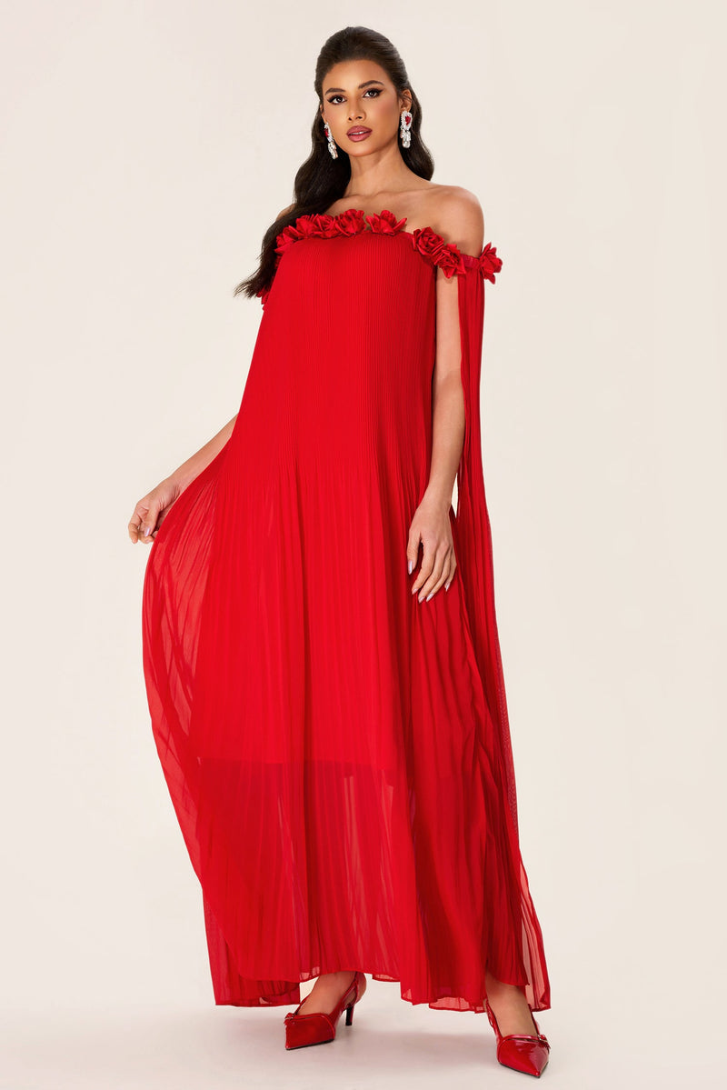 3d Off-shoulder Midi Dress
