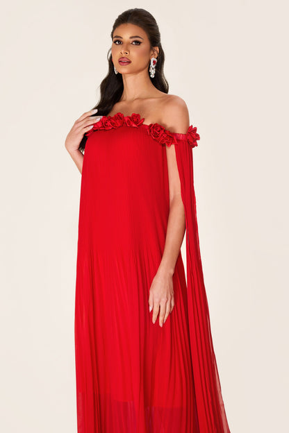 3d Off-shoulder Midi Dress