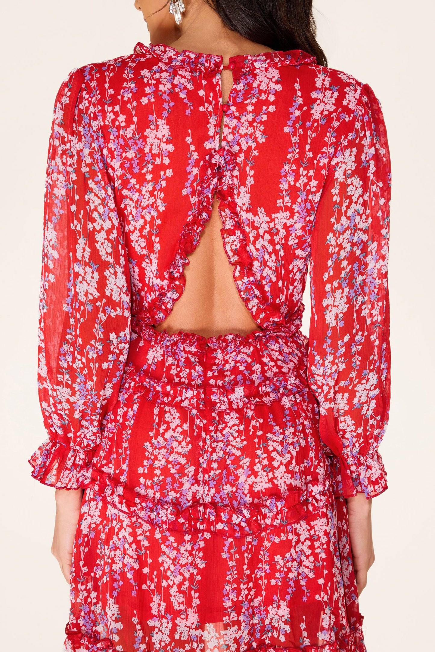 Frill Cut-out Mini Dress