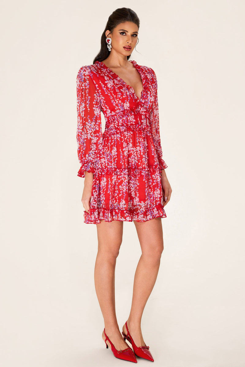 Frill Cut-out Mini Dress