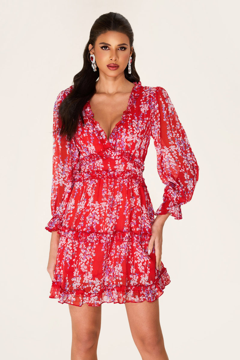 Frill Cut-out Mini Dress
