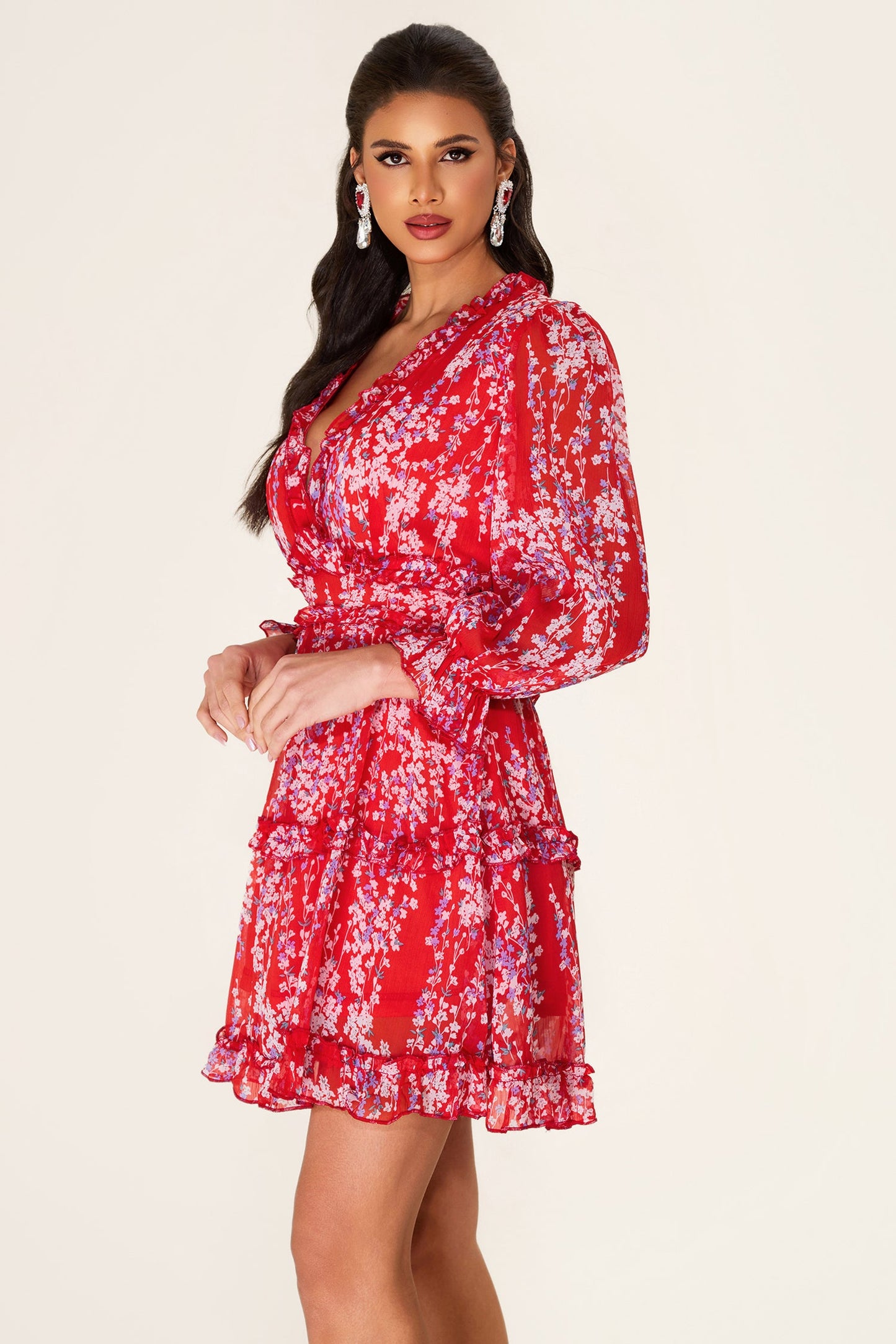 Frill Cut-out Mini Dress