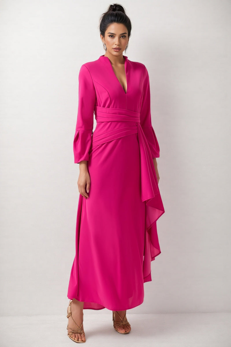 Indra Pleated Split Midi Dress