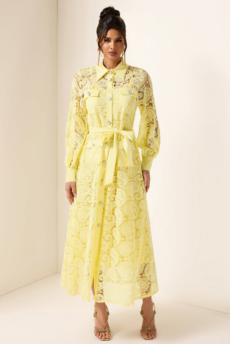 Embroidered Pocket Midi Dress