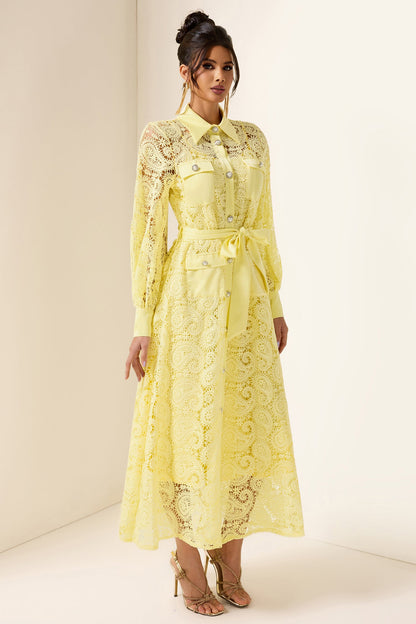 Embroidered Pocket Midi Dress
