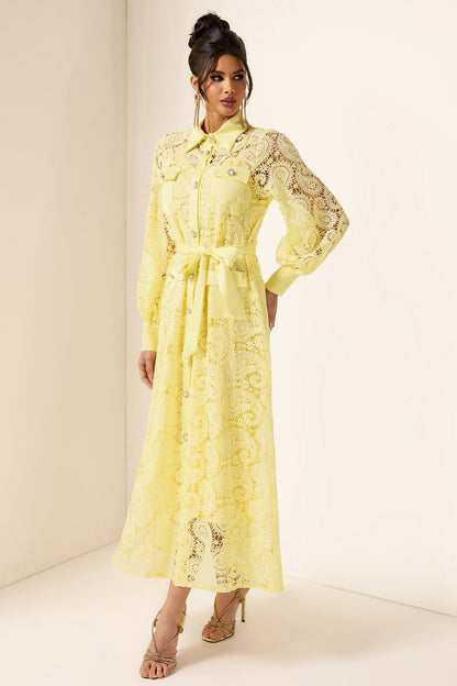 Embroidered Pocket Midi Dress