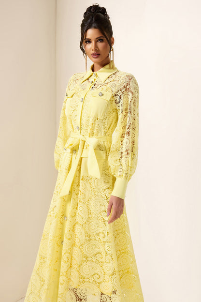 Embroidered Pocket Midi Dress