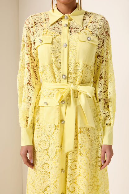 Embroidered Pocket Midi Dress