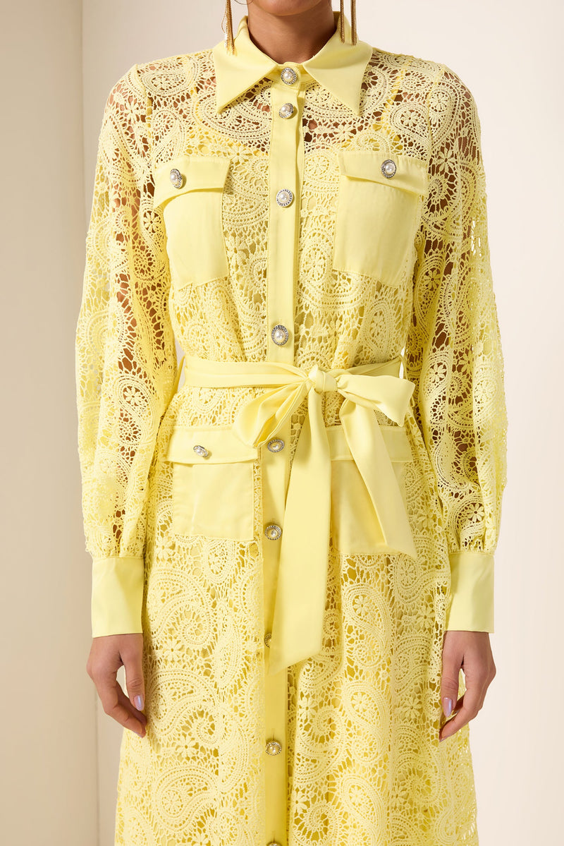 Embroidered Pocket Midi Dress