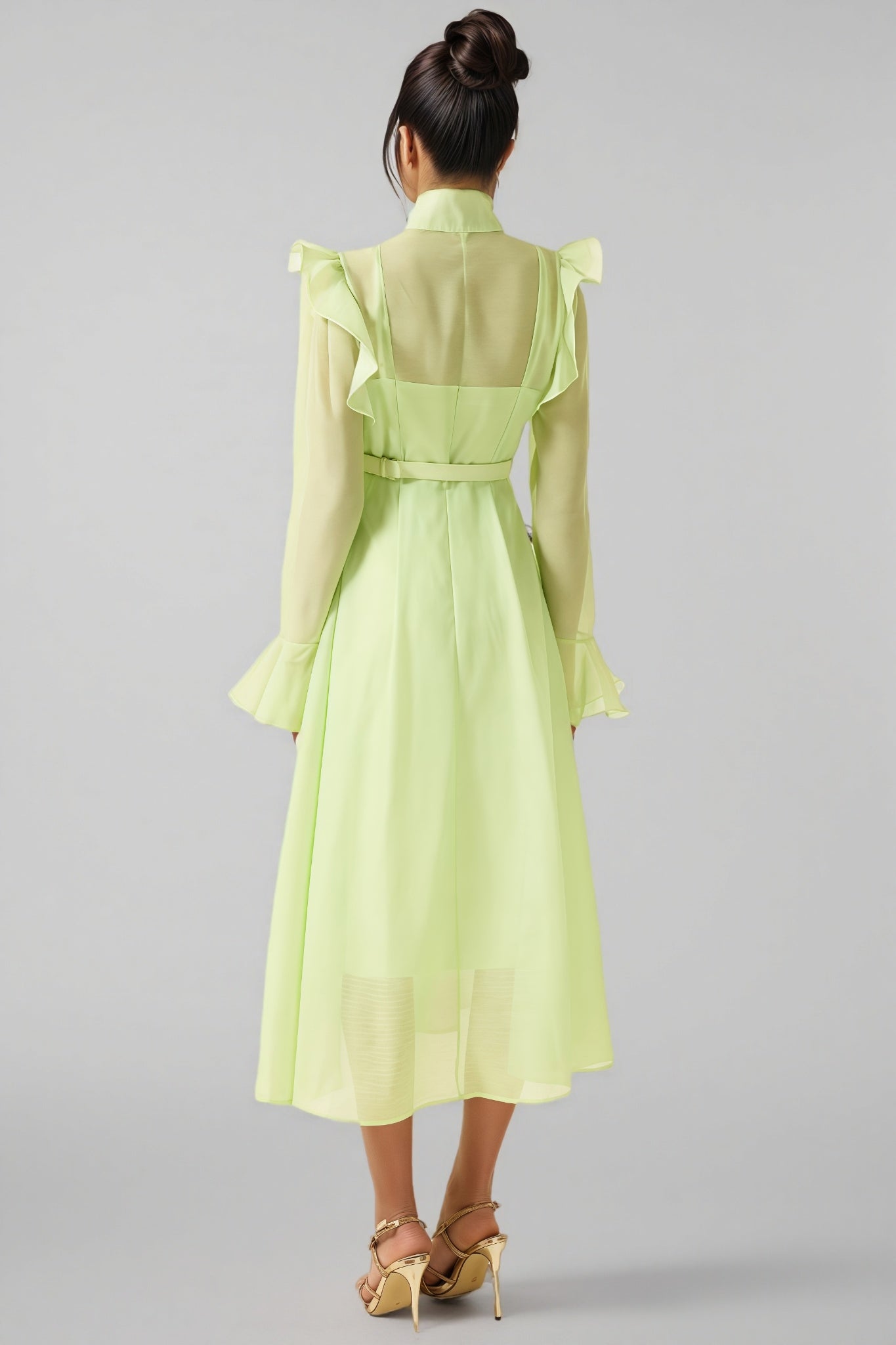 Vareka Green 3d Frill Midi Dress
