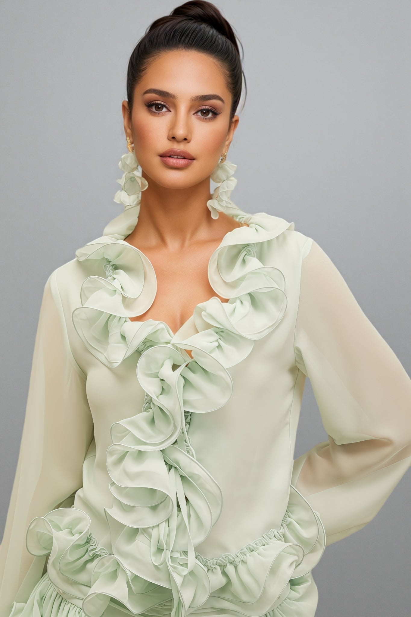 Salamo Ruffle Trim Cardigan Mini Dress Set