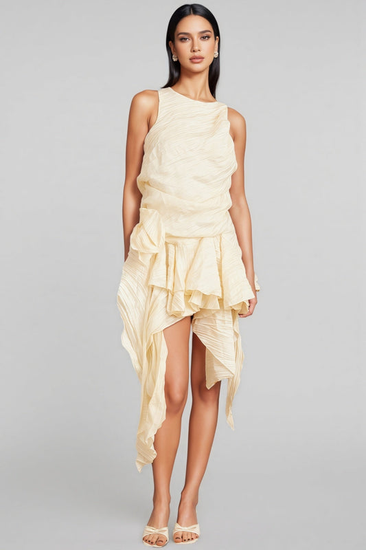 Aella 3d Irregular Ruffle Mini Dress