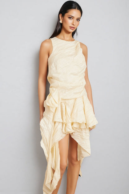 Aella 3d Irregular Ruffle Mini Dress