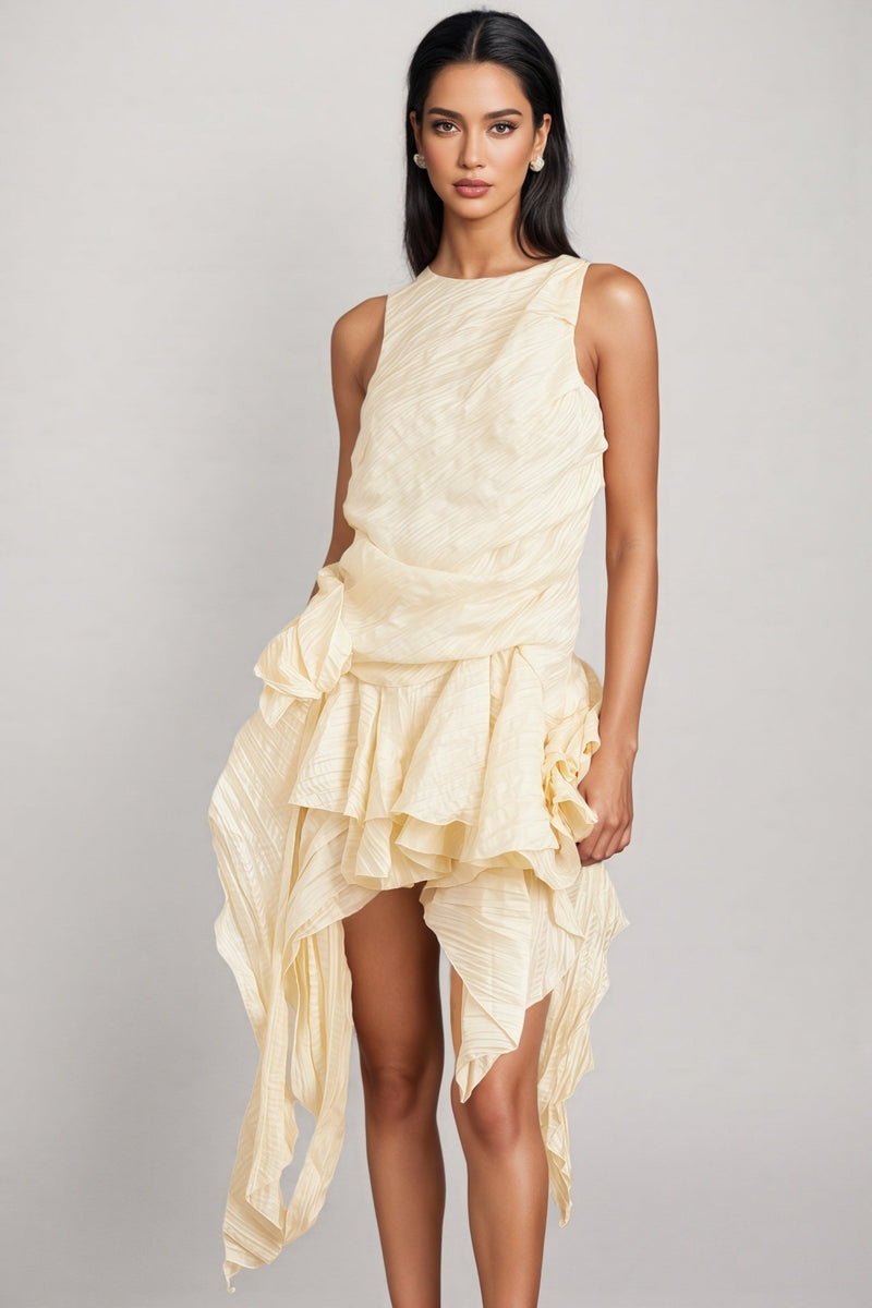 Aella 3d Irregular Ruffle Mini Dress