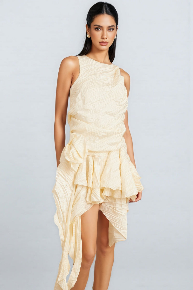 Aella 3d Irregular Ruffle Mini Dress