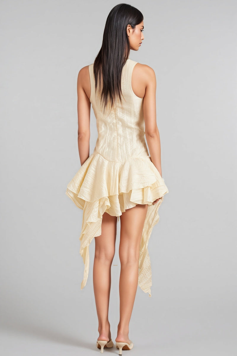 Aella 3d Irregular Ruffle Mini Dress
