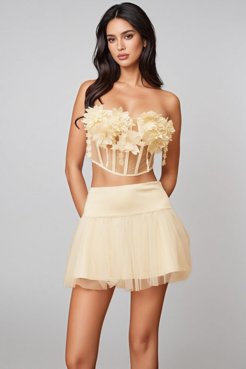 Therese White Tulle Mini Dress Set