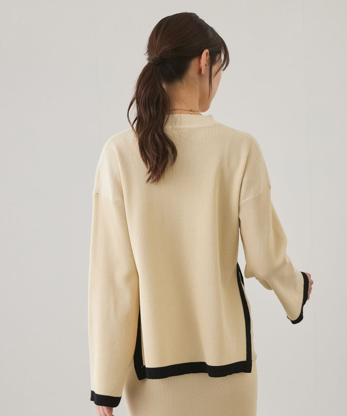 Apricot - Contrast Round-neck Two Piece Set