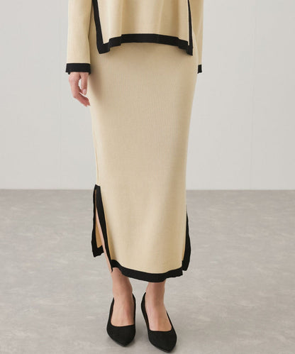 Apricot - Contrast Round-neck Two Piece Set