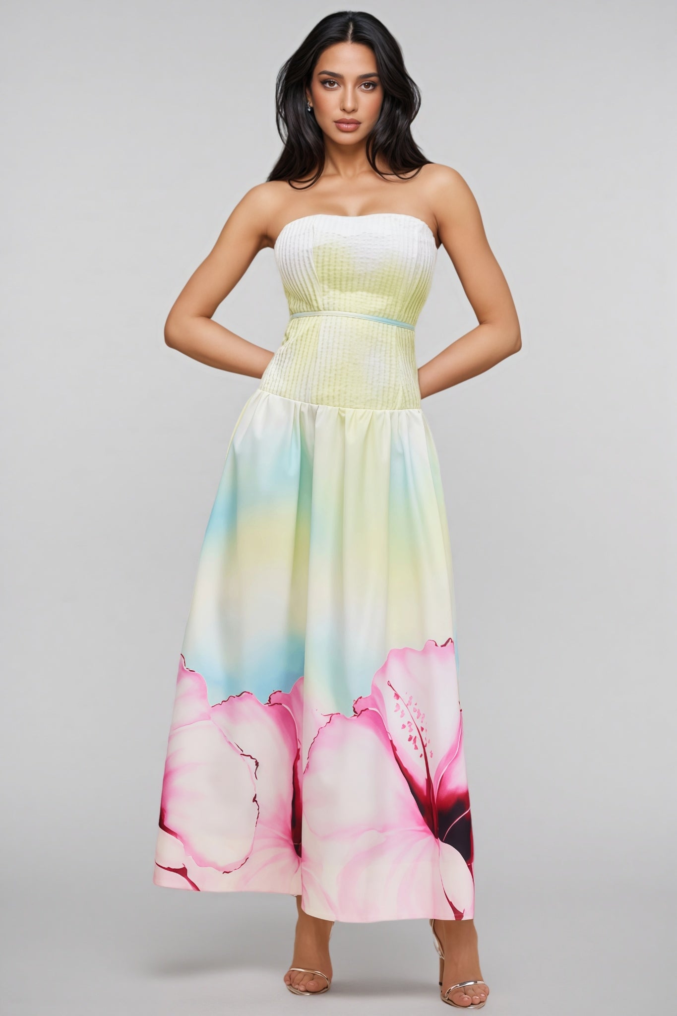 Rexor Strapless Print Maxi Dress