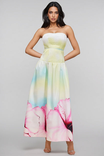 Rexor Strapless Print Maxi Dress