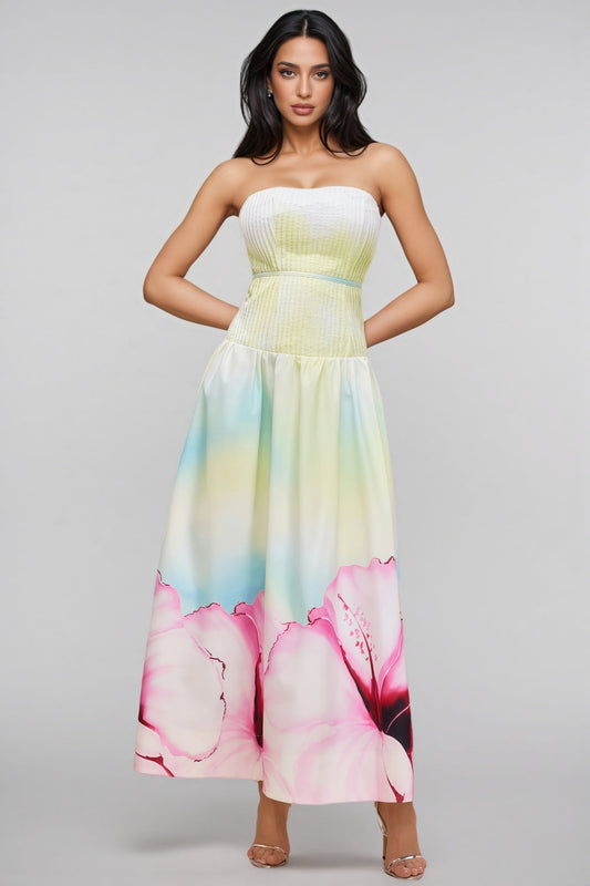 Rexor Strapless Print Maxi Dress